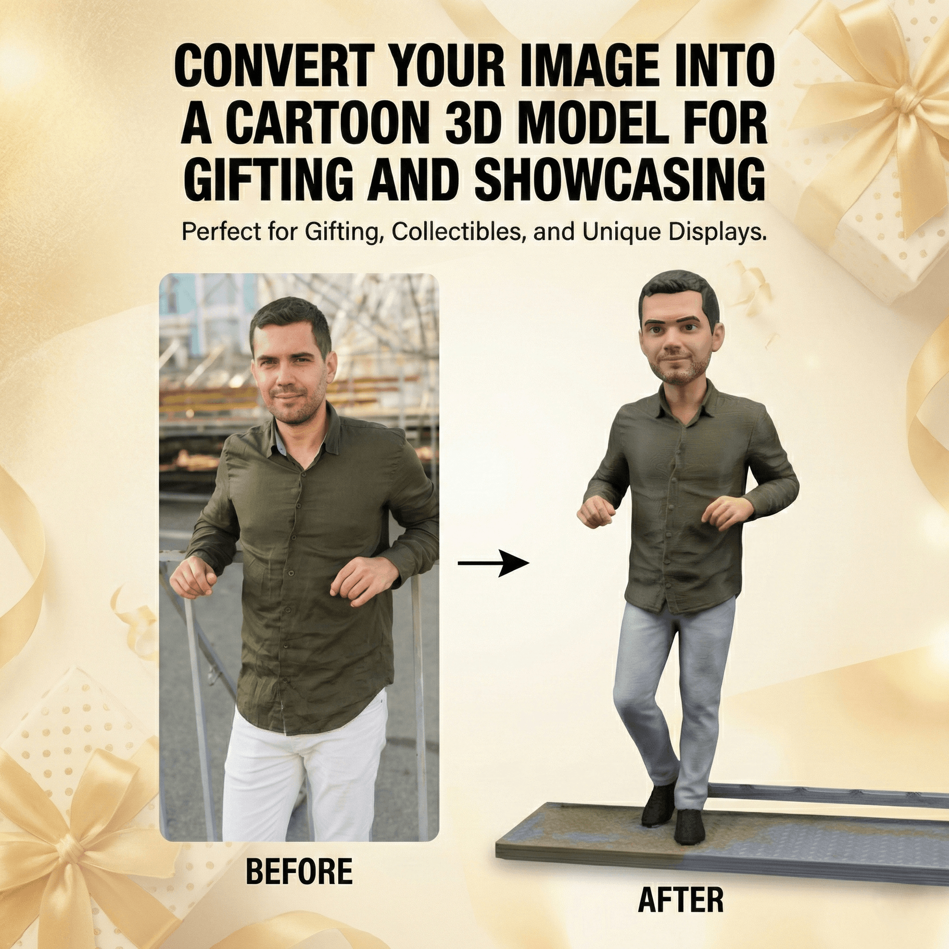Personalized Cartoon 3D Figurine from Your Photo (White)
